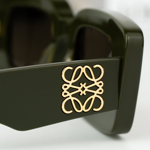 Loewe Women Sunglasses Green Brown Rectangular LW40101I ANAGRAM 96E BRAND NEW - Picture 5 of 9